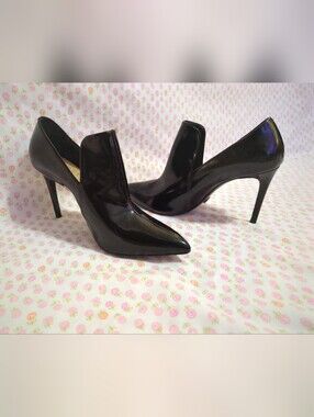 Schutz Patent Leather High Heel Stilettos Cutout Pointed Toe Loafer Low Bootie 9
